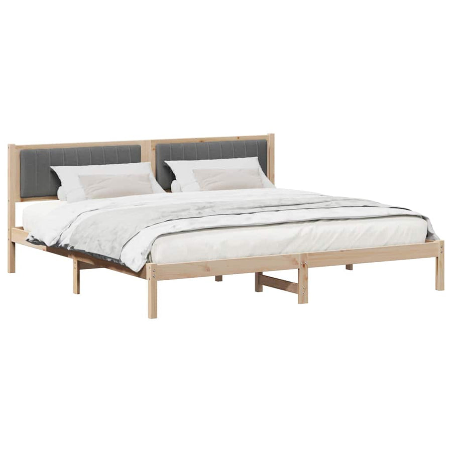 Bedframe met hoofdeinde Donkergrijs 200 x 200 cm Stof