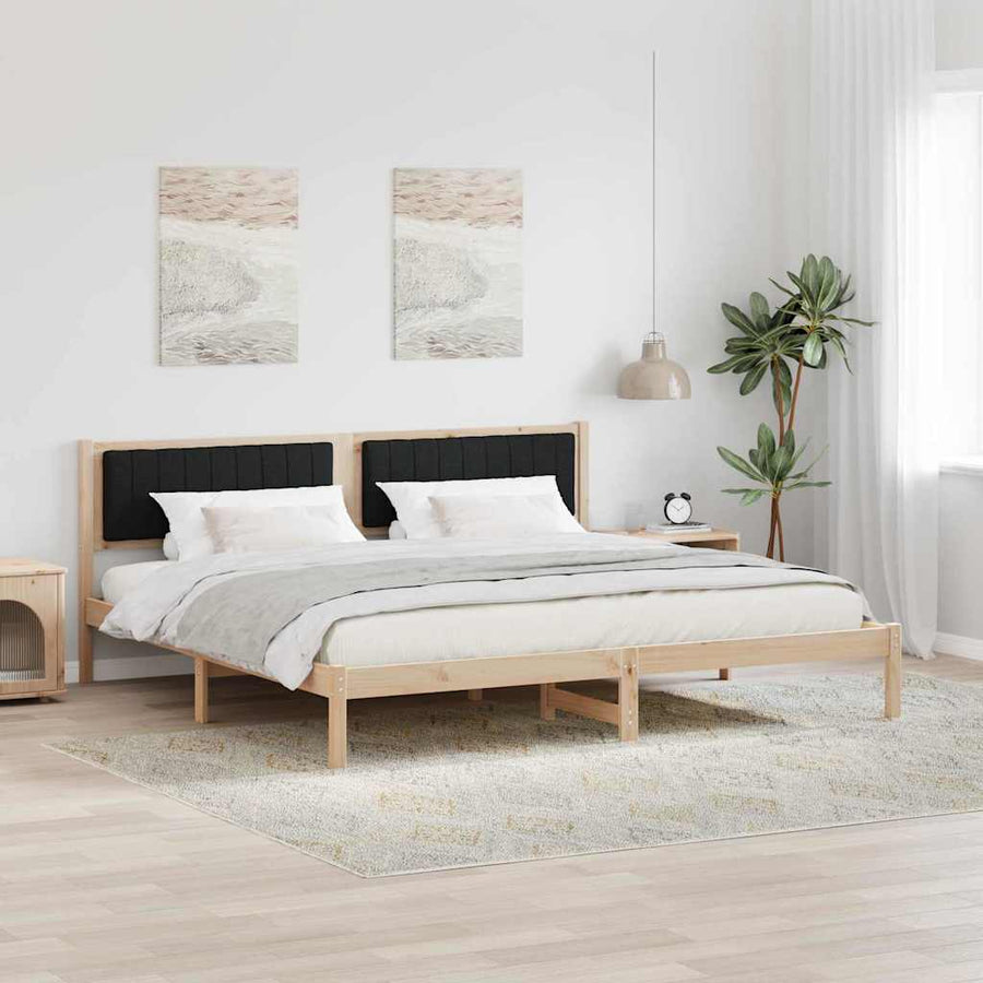 Bedframe met hoofdeinde Zwart 200 x 200 cm Stof