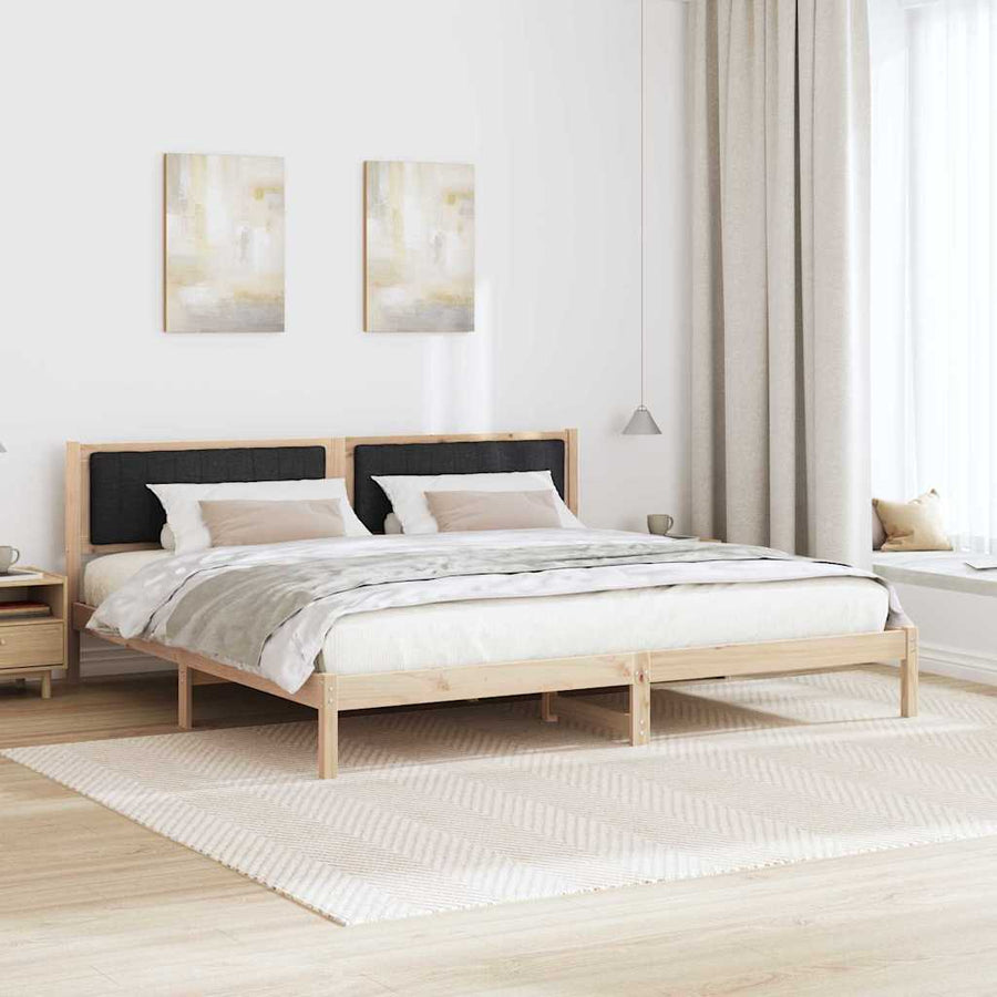 Bedframe met hoofdeinde Zwart 200 x 200 cm Stof