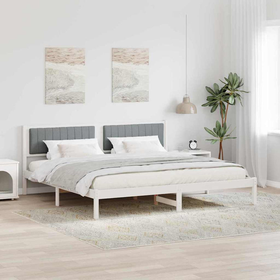 Bedframe met hoofdeinde Lichtgrijs 200 x 200 cm Stof