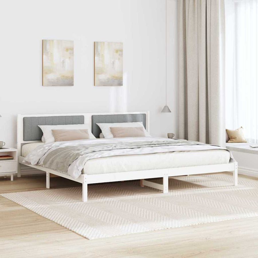 Bedframe met hoofdeinde Lichtgrijs 200 x 200 cm Stof