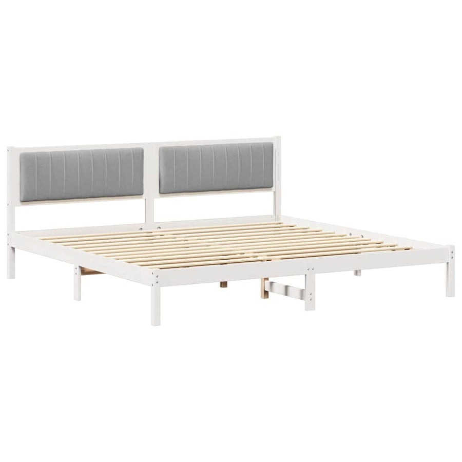 Bedframe met hoofdeinde Lichtgrijs 200 x 200 cm Stof