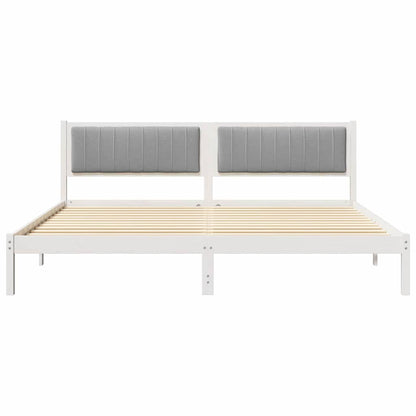 Bedframe met hoofdeinde Lichtgrijs 200 x 200 cm Stof