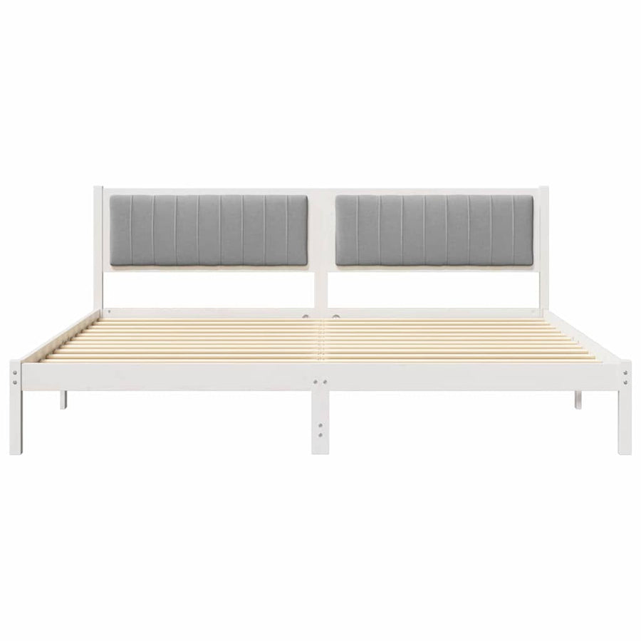 Bedframe met hoofdeinde Lichtgrijs 200 x 200 cm Stof