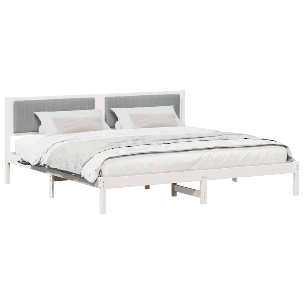 Bedframe met hoofdeinde Lichtgrijs 200 x 200 cm Stof