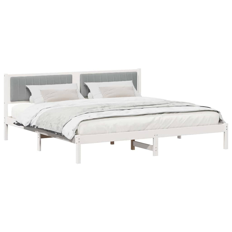 Bedframe met hoofdeinde Lichtgrijs 200 x 200 cm Stof