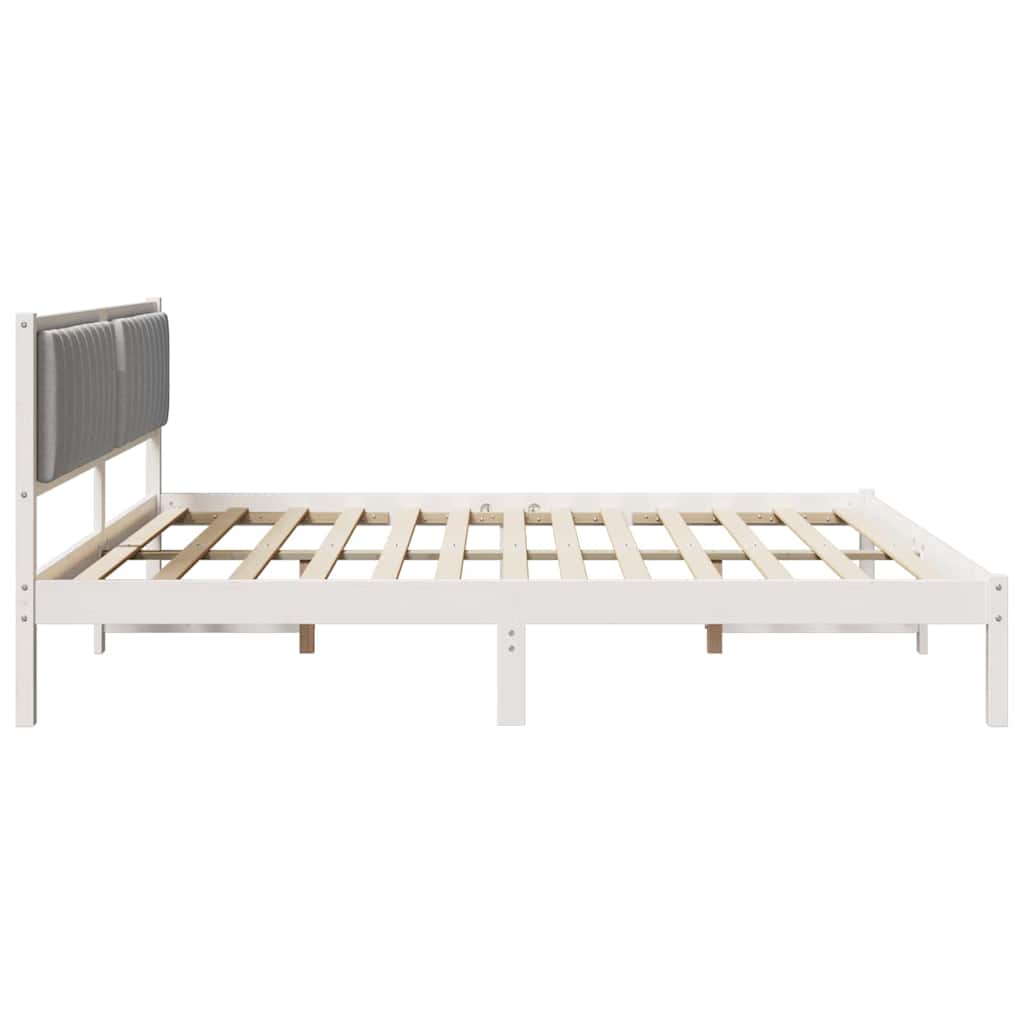 Bedframe met hoofdeinde Lichtgrijs 200 x 200 cm Stof