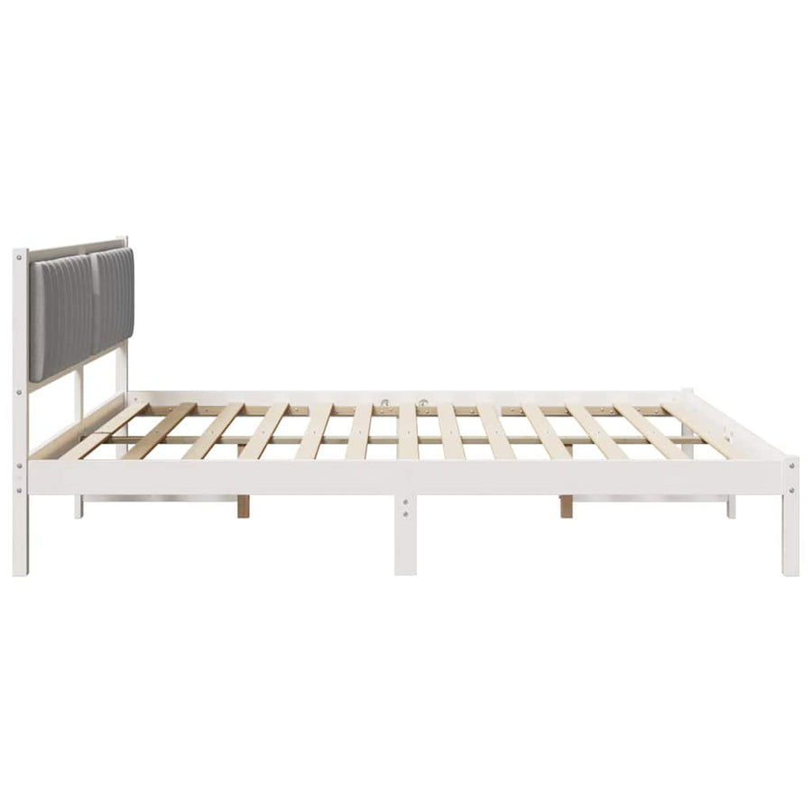 Bedframe met hoofdeinde Lichtgrijs 200 x 200 cm Stof