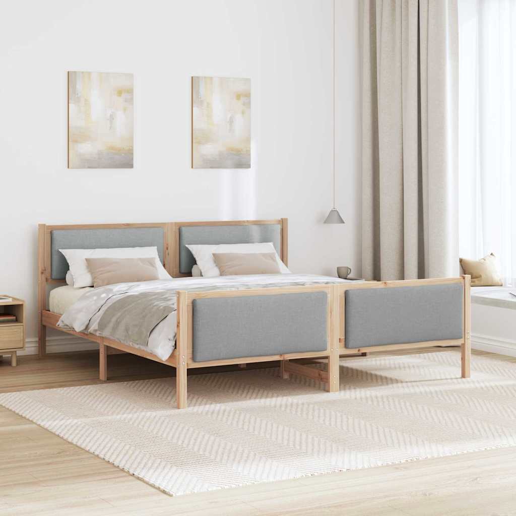 Bedframe met hoofdeinde Lichtgrijs 200 x 200 cm Stof