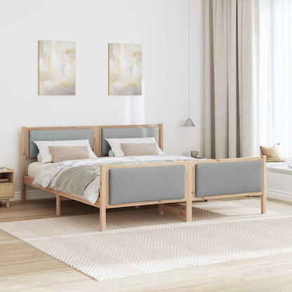 Bedframe met hoofdeinde Lichtgrijs 200 x 200 cm Stof