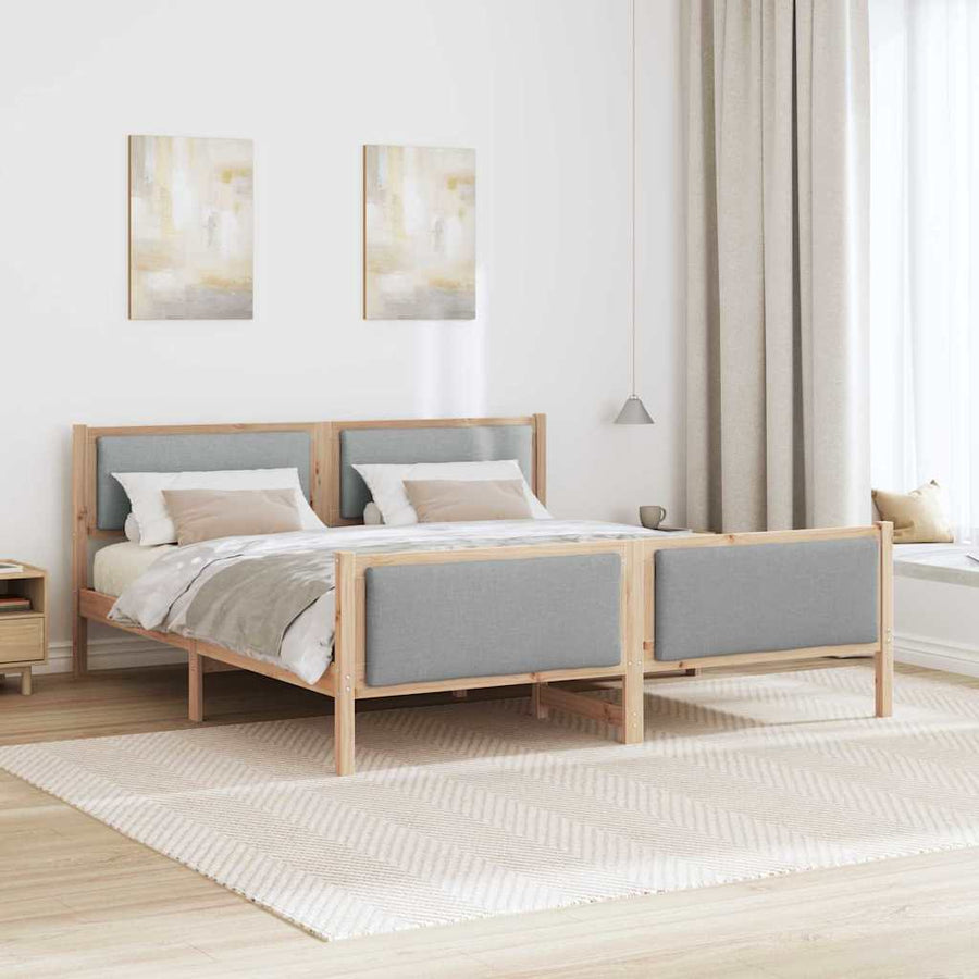 Bedframe met hoofdeinde Lichtgrijs 200 x 200 cm Stof