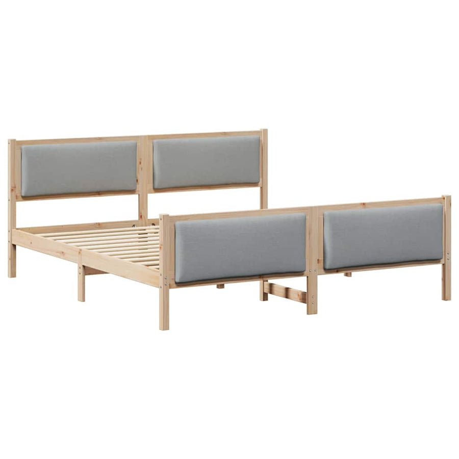 Bedframe met hoofdeinde Lichtgrijs 200 x 200 cm Stof