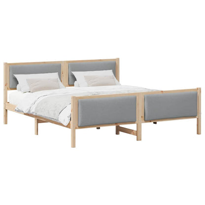 Bedframe met hoofdeinde Lichtgrijs 200 x 200 cm Stof