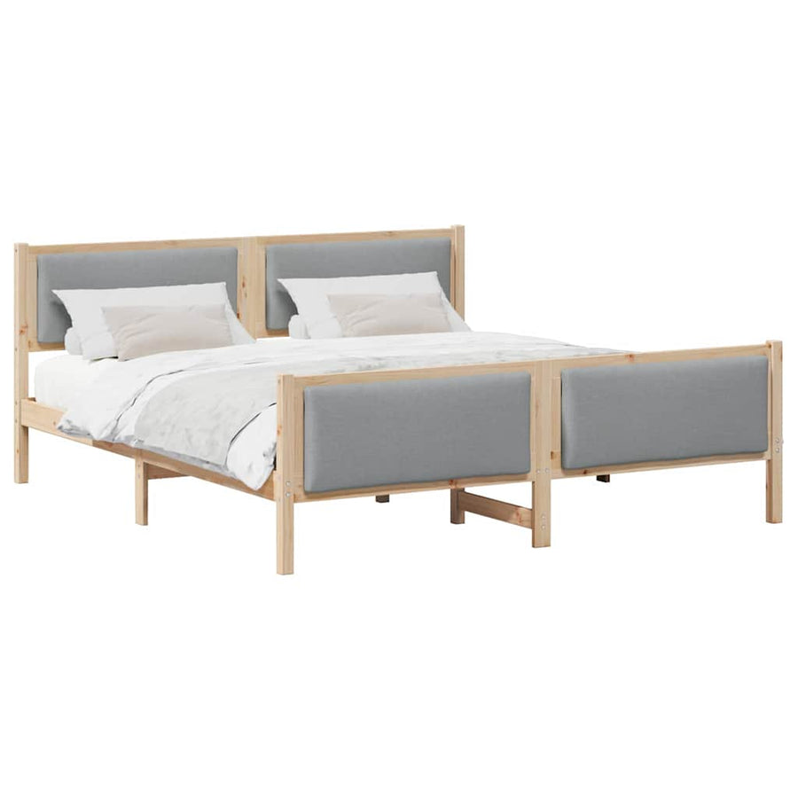 Bedframe met hoofdeinde Lichtgrijs 200 x 200 cm Stof