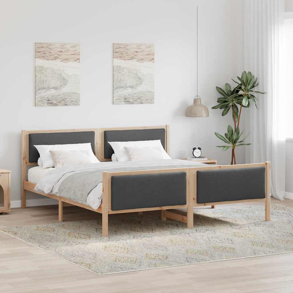Bedframe met hoofdeinde Donkergrijs 200 x 200 cm Stof