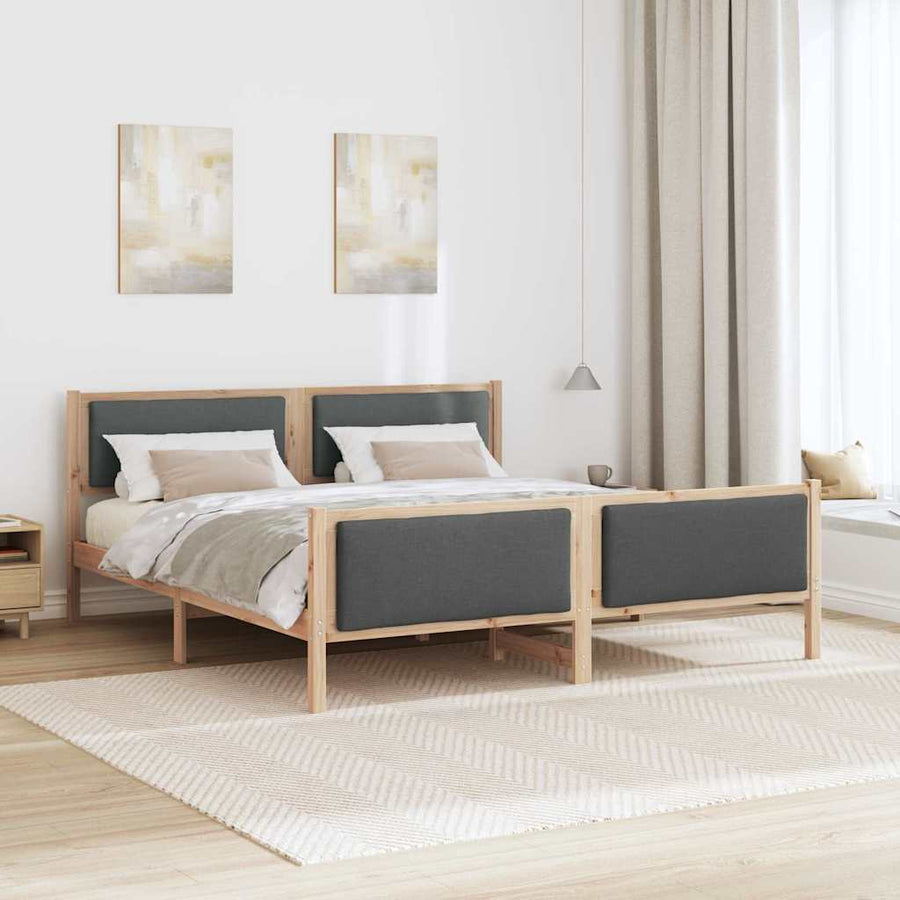 Bedframe met hoofdeinde Donkergrijs 200 x 200 cm Stof