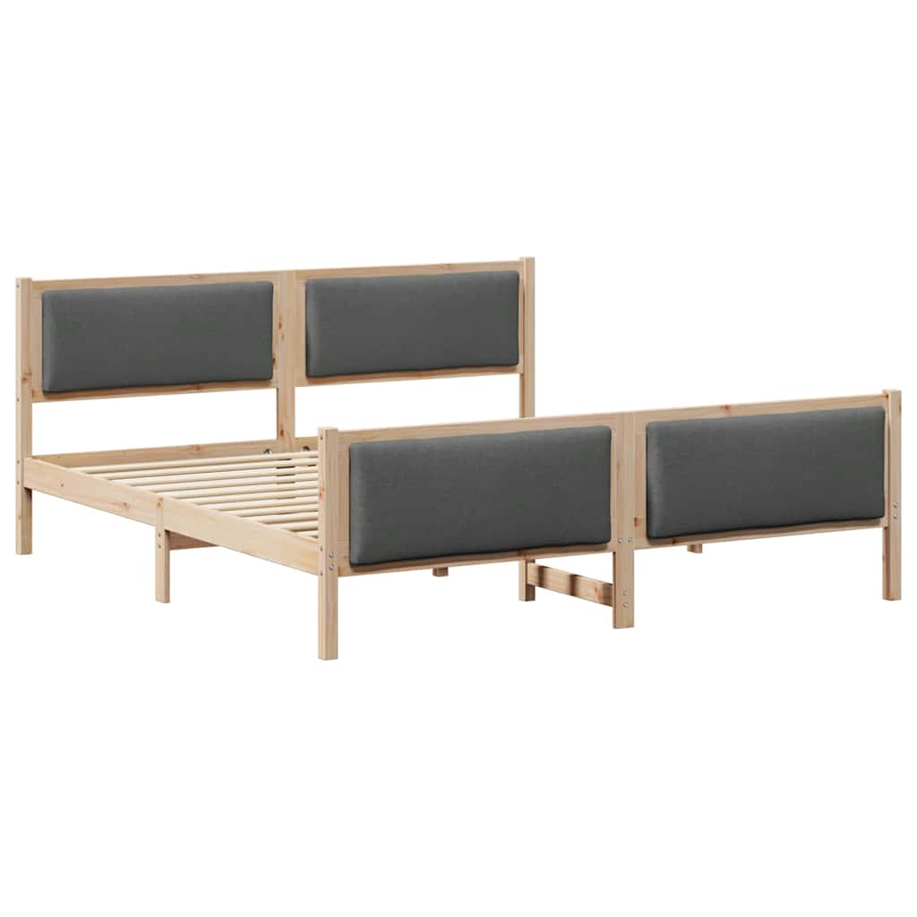 Bedframe met hoofdeinde Donkergrijs 200 x 200 cm Stof