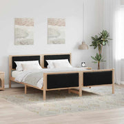 Bedframe 200x200 cm stof zwart met hoofdeinde