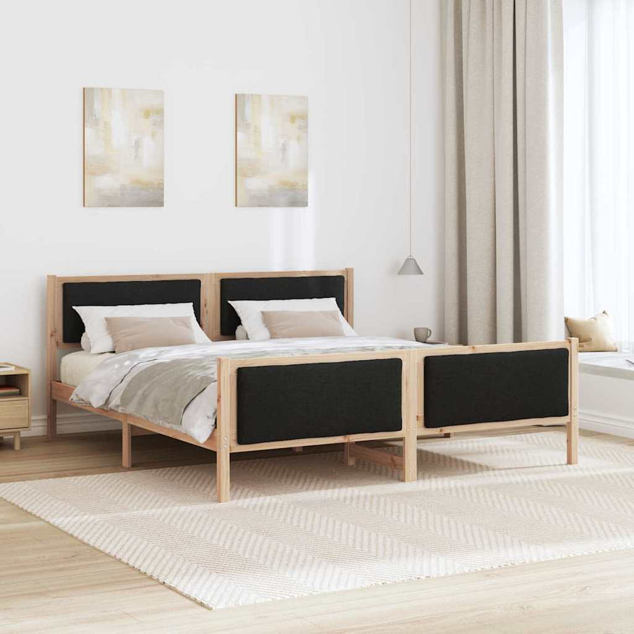 Bedframe met hoofdeinde Zwart 200 x 200 cm Stof