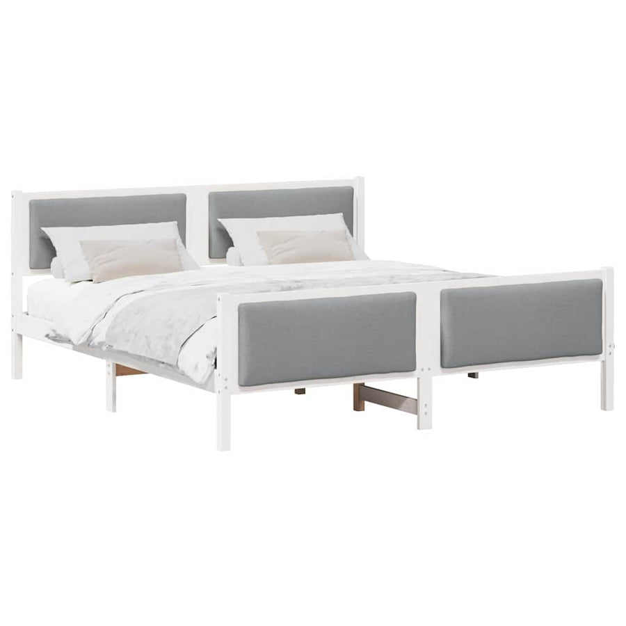 Bedframe met hoofdeinde Lichtgrijs 200 x 200 cm Stof