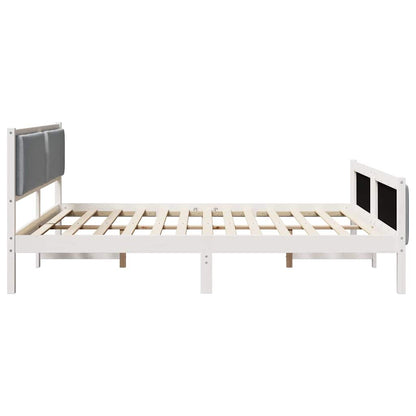 Bedframe met hoofdeinde Lichtgrijs 200 x 200 cm Stof