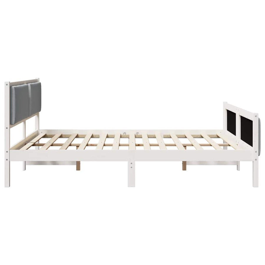 Bedframe met hoofdeinde Lichtgrijs 200 x 200 cm Stof