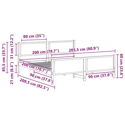 Bedframe met hoofdeinde Lichtgrijs 200 x 200 cm Stof