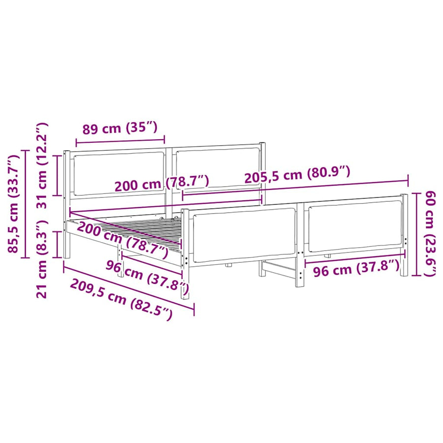 Bedframe met hoofdeinde Lichtgrijs 200 x 200 cm Stof