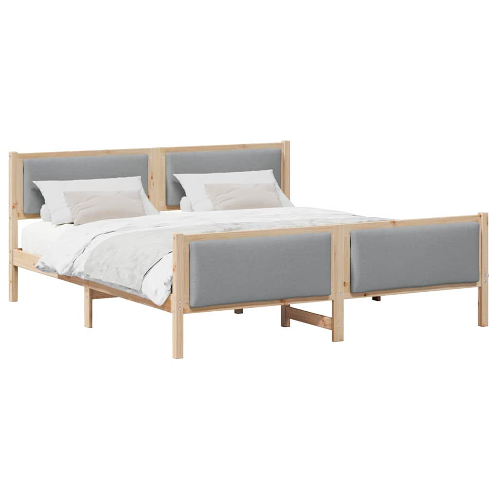Bedframe met hoofdeinde Lichtgrijs 180 x 200 cm Stof