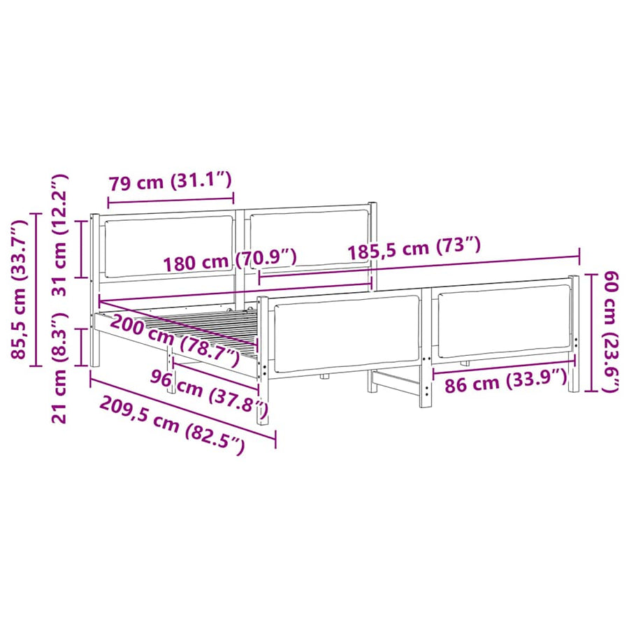 Bedframe met hoofdeinde Donkergrijs 180 x 200 cm Stof