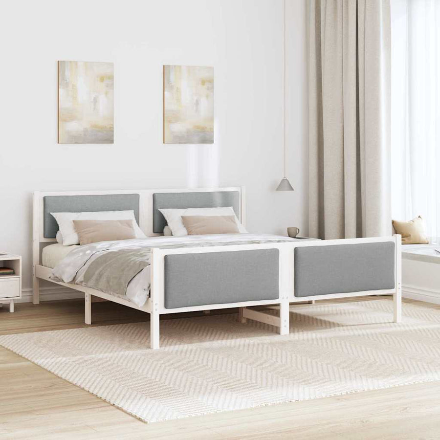Bedframe met hoofdeinde Lichtgrijs 180 x 200 cm Stof