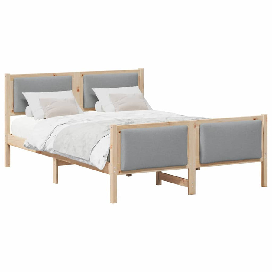 Bedframe met hoofdeinde Lichtgrijs 150 x 200 cm Stof
