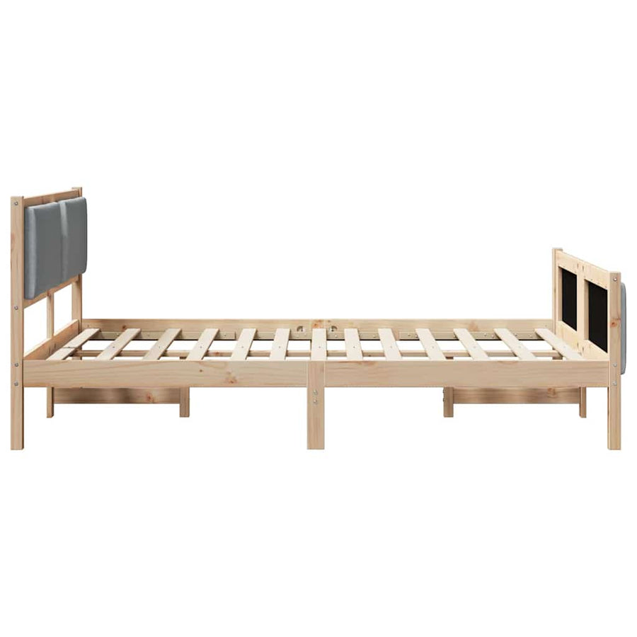 Bedframe met hoofdeinde Lichtgrijs 150 x 200 cm Stof