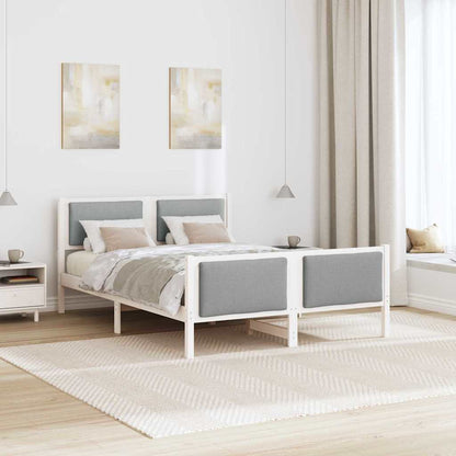 Bedframe met hoofdeinde Lichtgrijs 150 x 200 cm Stof