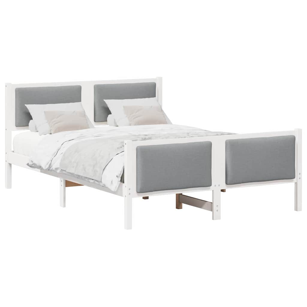 Bedframe met hoofdeinde Lichtgrijs 150 x 200 cm Stof