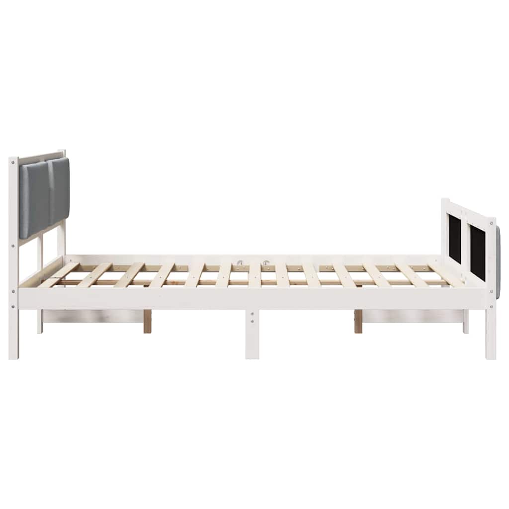 Bedframe met hoofdeinde Lichtgrijs 150 x 200 cm Stof