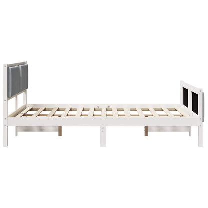 Bedframe met hoofdeinde Lichtgrijs 150 x 200 cm Stof