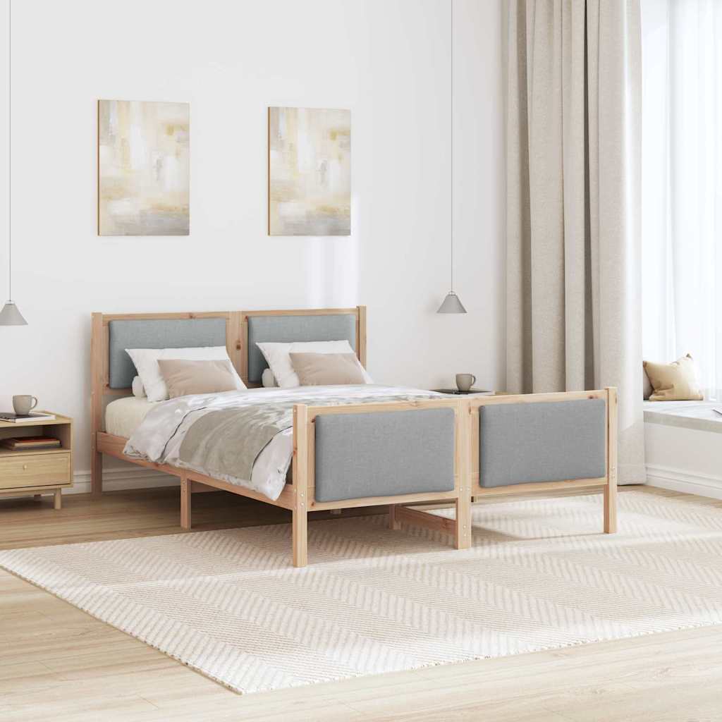 Bedframe met hoofdeinde Lichtgrijs 140 x 200 cm Stof