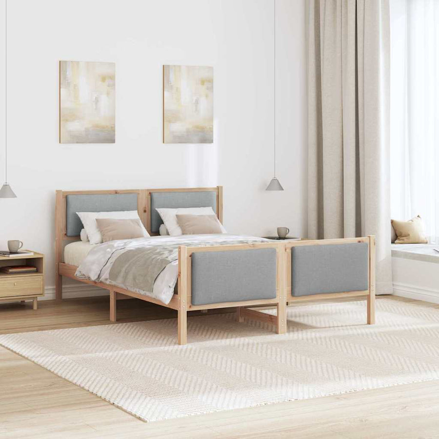Bedframe met hoofdeinde Lichtgrijs 140 x 200 cm Stof