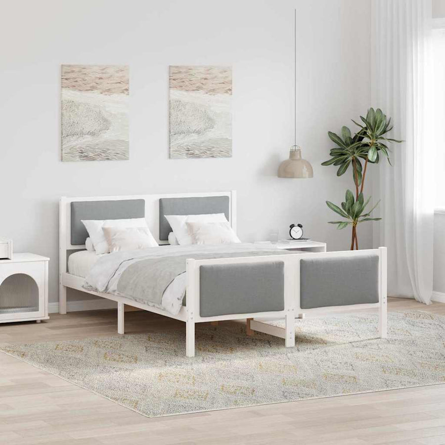 Bedframe met hoofdeinde Lichtgrijs 140 x 200 cm Stof