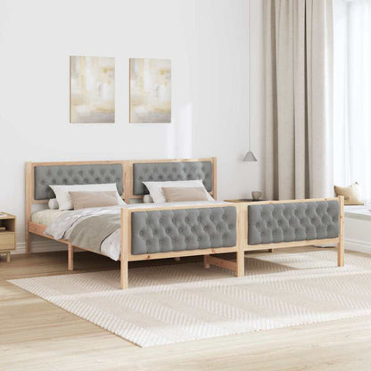 Bedframe met hoofdeinde Lichtgrijs 200 x 200 cm Stof