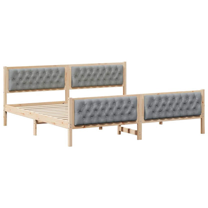 Bedframe met hoofdeinde Lichtgrijs 200 x 200 cm Stof