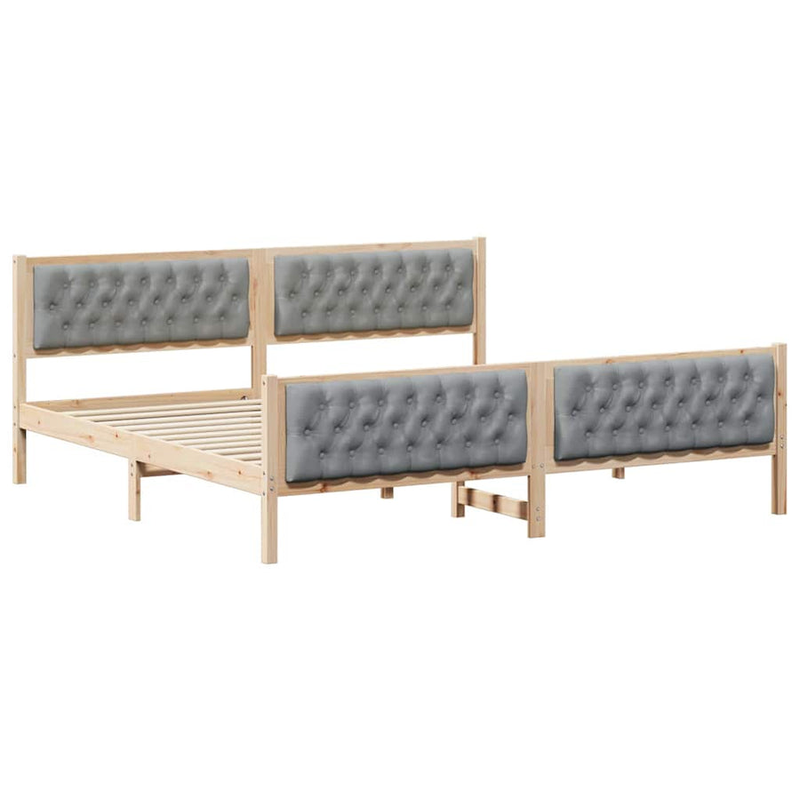 Bedframe met hoofdeinde Lichtgrijs 200 x 200 cm Stof