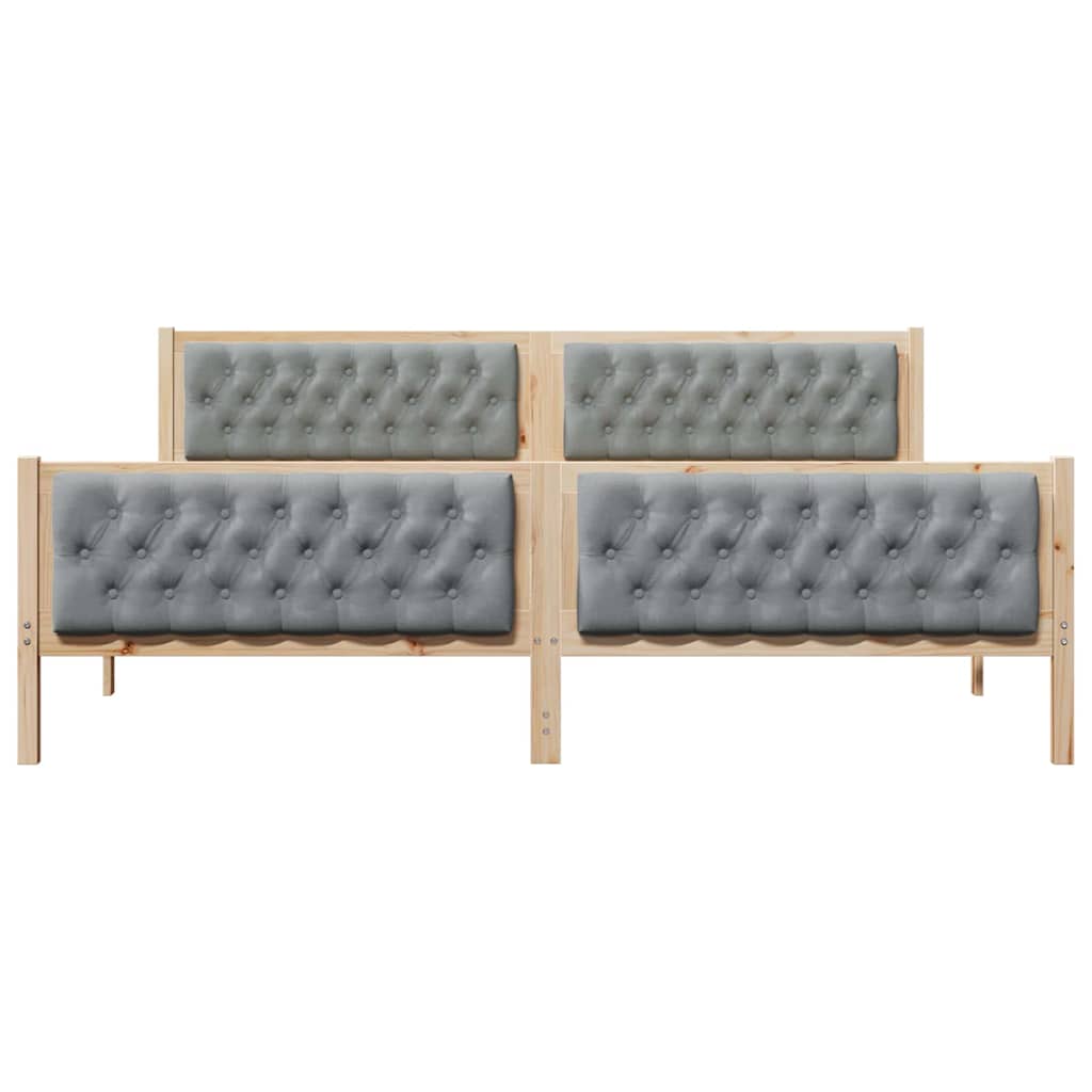 Bedframe met hoofdeinde Lichtgrijs 200 x 200 cm Stof