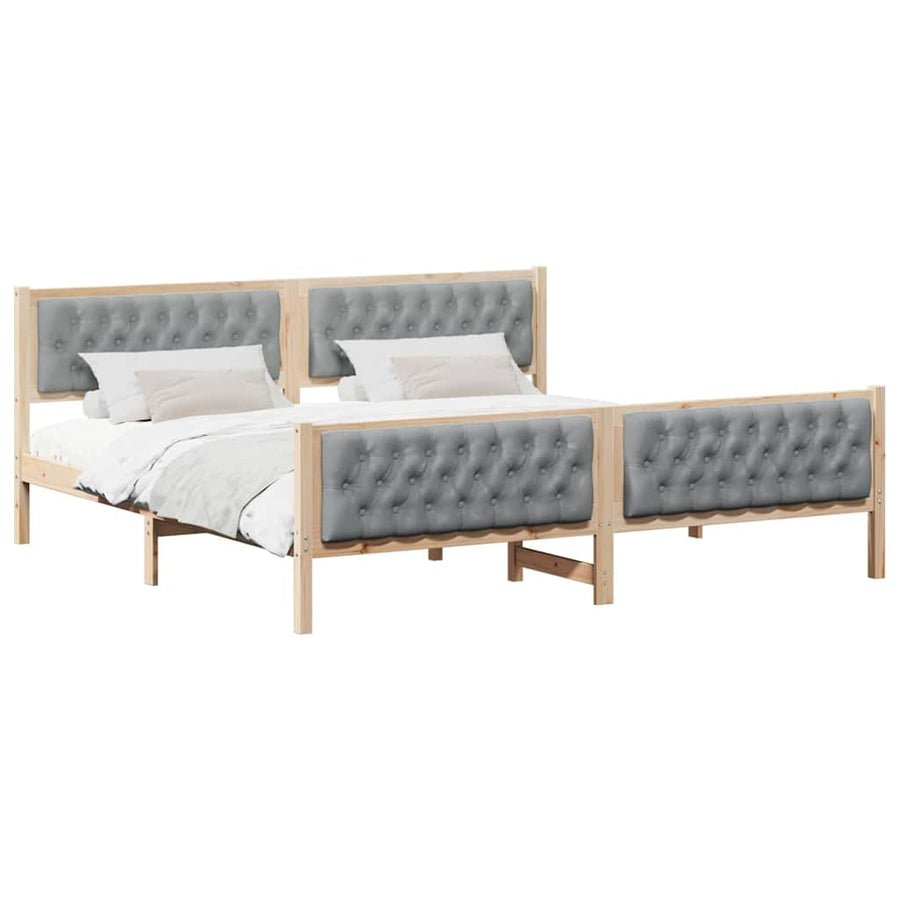 Bedframe met hoofdeinde Lichtgrijs 200 x 200 cm Stof