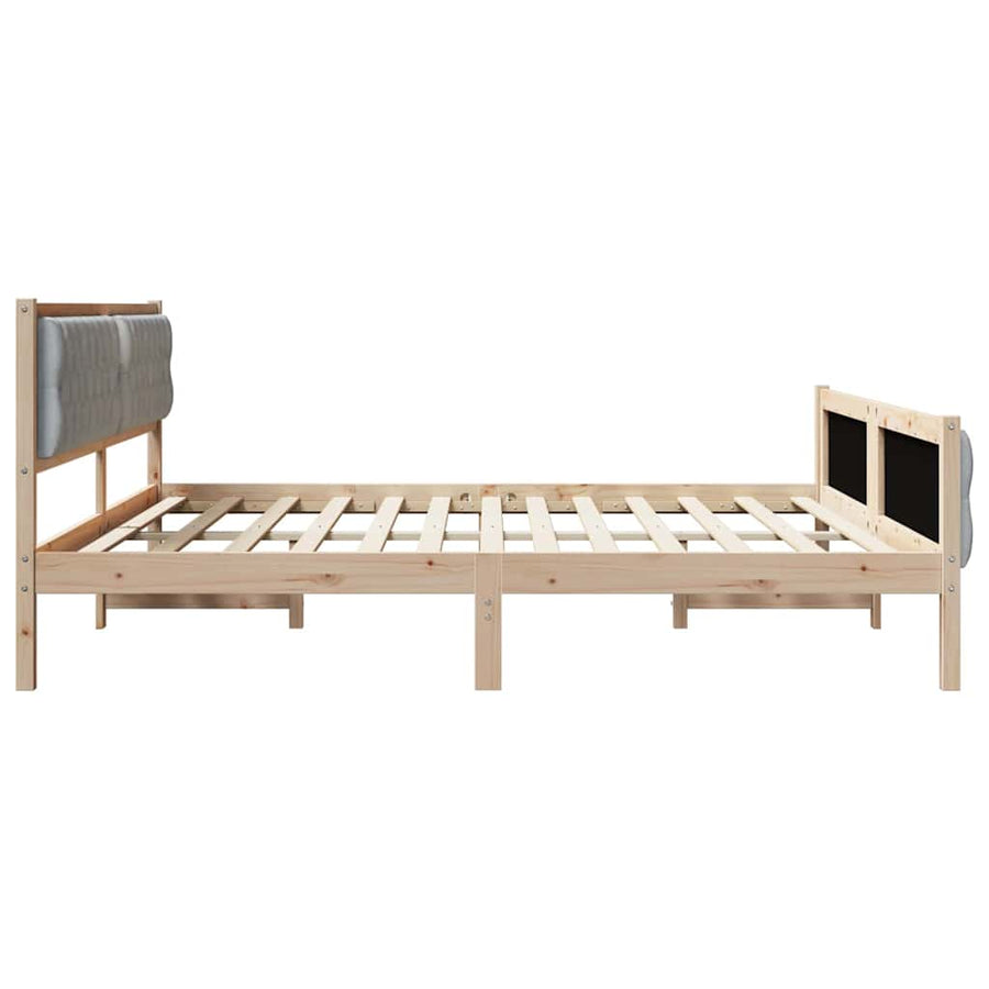 Bedframe met hoofdeinde Lichtgrijs 200 x 200 cm Stof