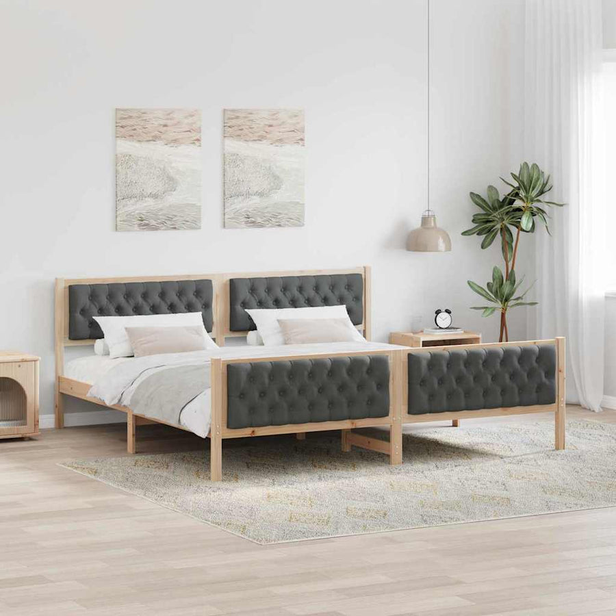 Bedframe met hoofdeinde Donkergrijs 200 x 200 cm Stof