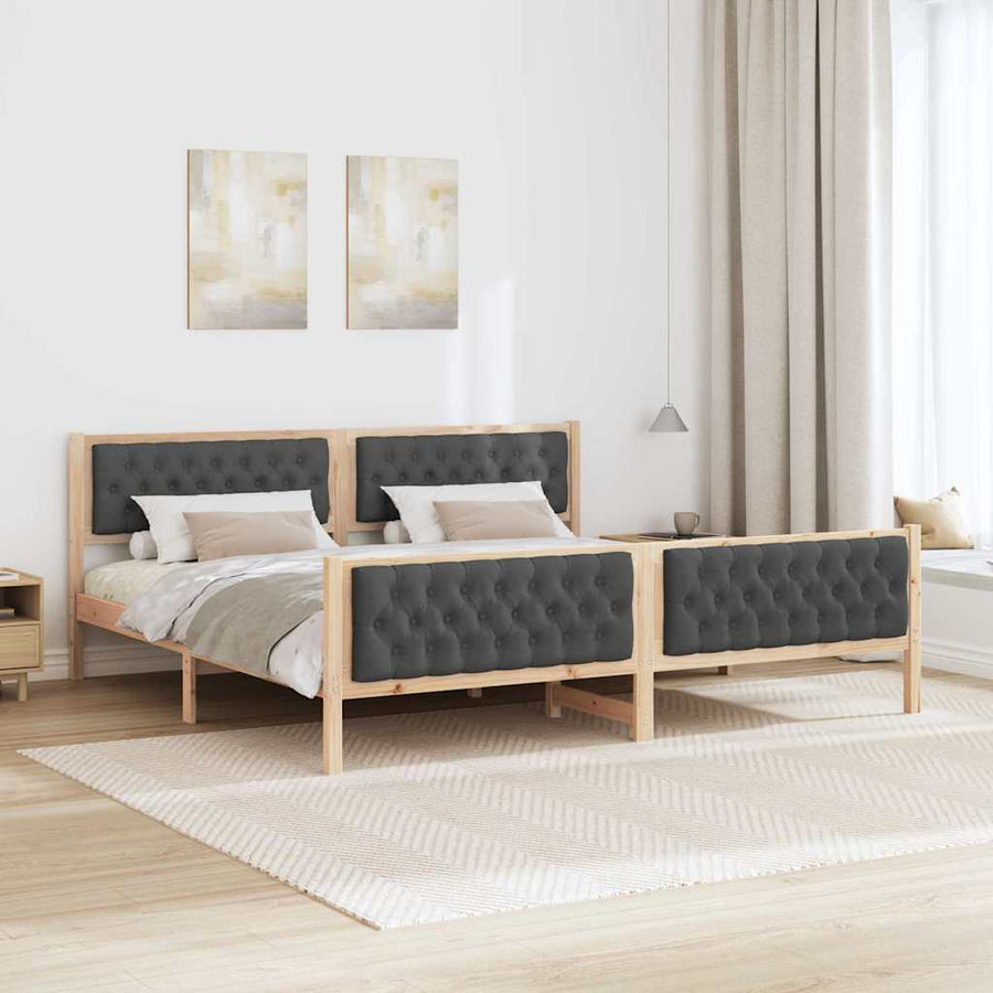 Bedframe met hoofdeinde Donkergrijs 200 x 200 cm Stof