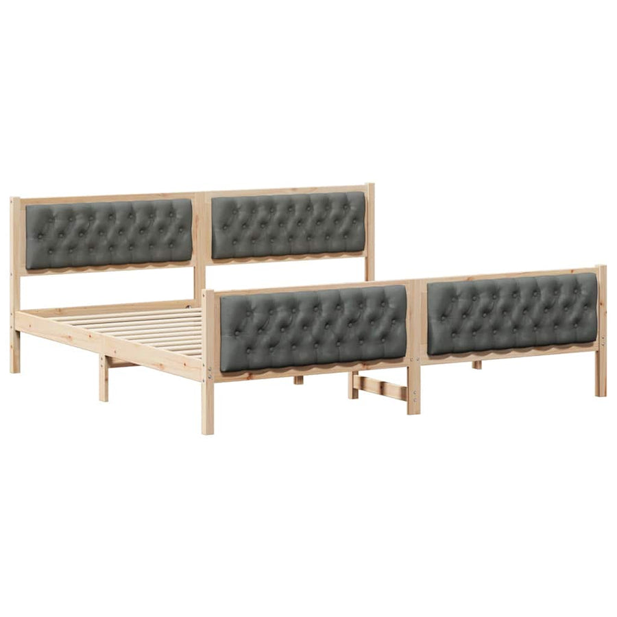 Bedframe met hoofdeinde Donkergrijs 200 x 200 cm Stof