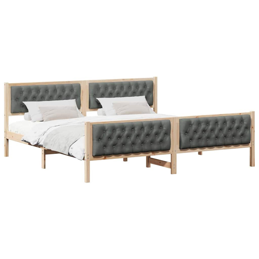 Bedframe met hoofdeinde Donkergrijs 200 x 200 cm Stof